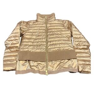 Adroit Atelier Olivia Puffer Jacket Womens 1 Small Gold Metallic Down Coat 8421